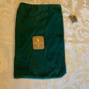 Ralph Lauren Emerald Green  Felt Shoe Pouch with leather tassels
